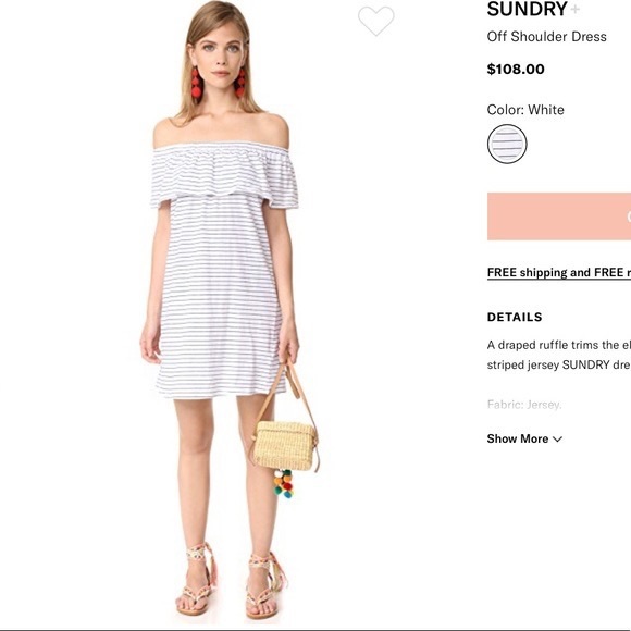 Sundry Off The Shoulder Striped Mini Cotton Summer Dress - Picture 4 of 13